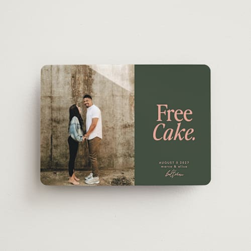 This is a hunter save the date magnets with standard by Erin L. Wilson called free cake printing on magnet paper in magnet