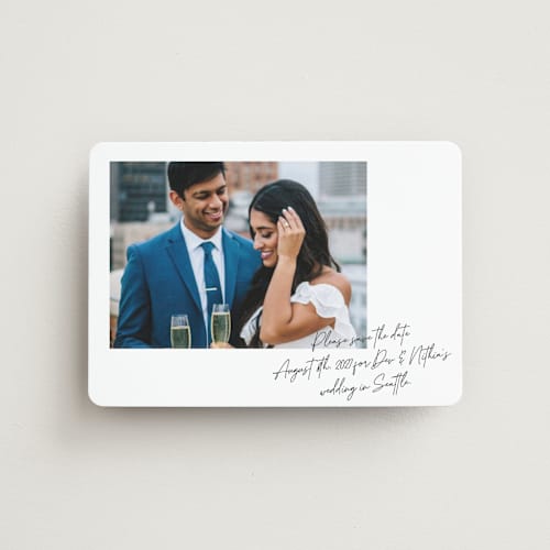 This is a ink save the date magnets with standard by Adelyn T. called quick scribble printing on magnet paper in magnet