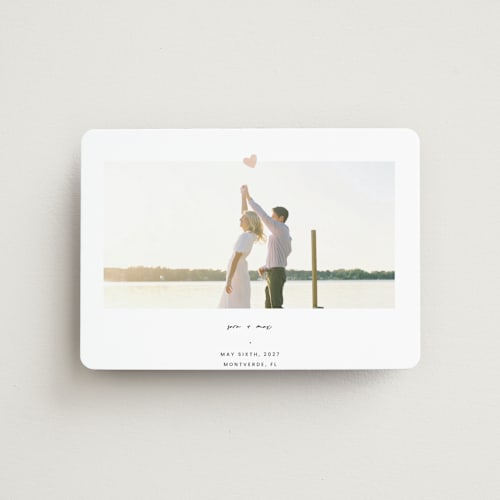 This is a camellia save the date magnets with standard by Blustery August called camellia printing on magnet paper in magnet