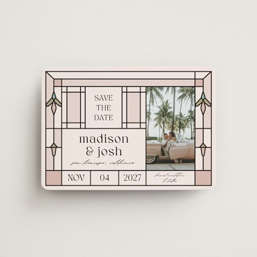 This is a corbusier save the date magnets with standard by Claudia Orengo called art deco printing on magnet paper in magnet