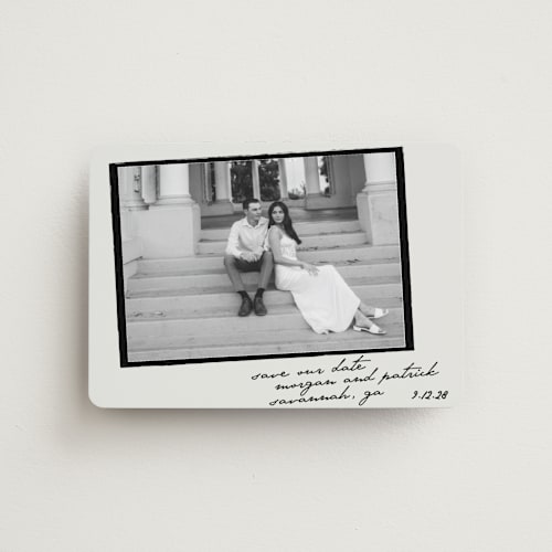 This is a paper save the date magnets with standard by Maja Cunningham called venecia printing on magnet paper in magnet