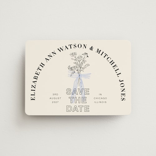 This is a daisy save the date magnets with standard by Baumbirdy called sealed printing on magnet paper in magnet