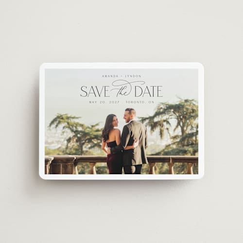 This is a cloud save the date magnets with standard by Nicole Walsh called flourish printing on magnet paper in magnet