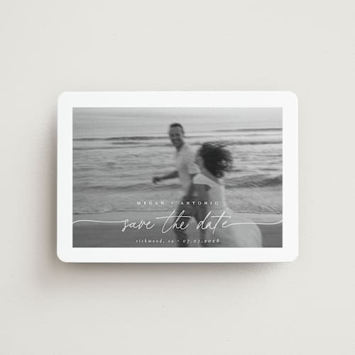 This is a ivory save the date magnets with standard by Pippa Shaw called gaussian printing on magnet paper in magnet