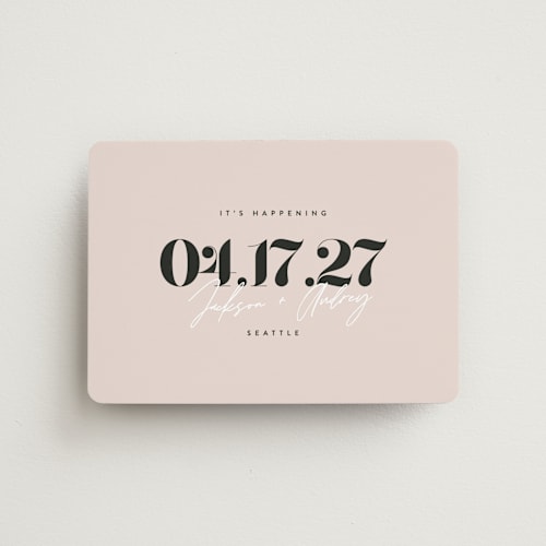 This is a sands save the date magnets with standard by Itsy Belle Studio called date printing on magnet paper in magnet