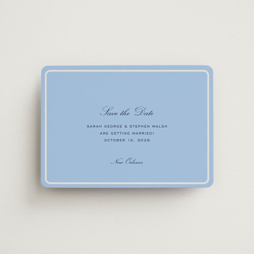 This is a sky save the date magnets with standard by Megan Davis called aperitif printing on magnet paper in magnet