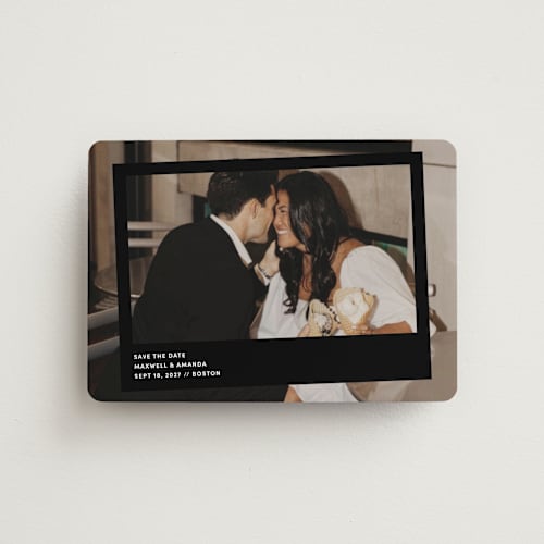 This is a midnight save the date magnets with standard by Inkblot Design called album printing on magnet paper in magnet
