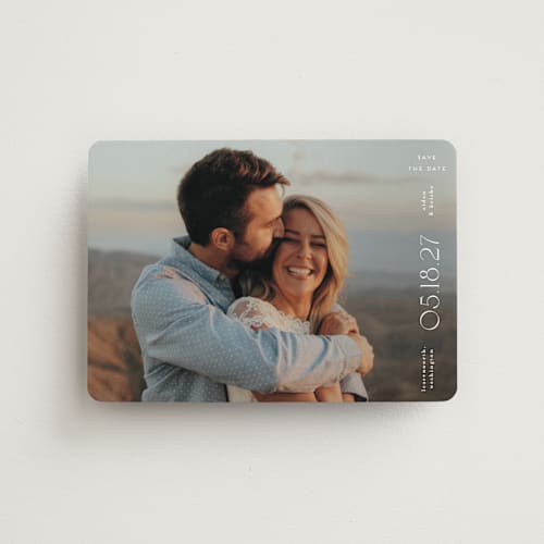 This is a diamond save the date magnets with standard by chocomocacino called souffletine printing on magnet paper in magnet