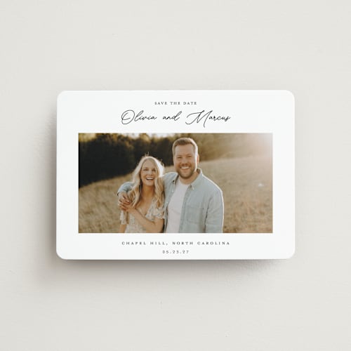 This is a cloud save the date magnets with standard by That Girl Press called sweet notings printing on magnet paper in magnet