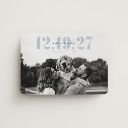 This is a capri save the date magnets with standard by Deynaaz Daraei called aster printing on magnet paper in magnet