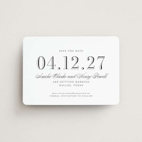 This is a tuxedo save the date magnets with standard by Megan Davis called hepburn printing on magnet paper in magnet