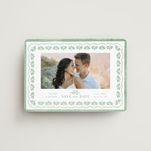 This is a meadow save the date magnets with standard by Melanie Kosuge called charming printing on magnet paper in magnet