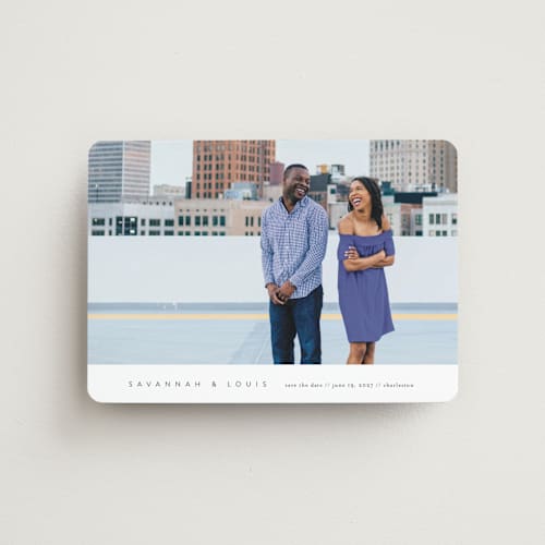 This is a onyx save the date magnets with standard by Jennifer Postorino called atmospheric printing on magnet paper in magnet