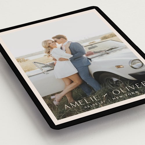 This is a onyx save the date magnets with standard by Angela Thompson called picturesque printing on magnet paper in magnet