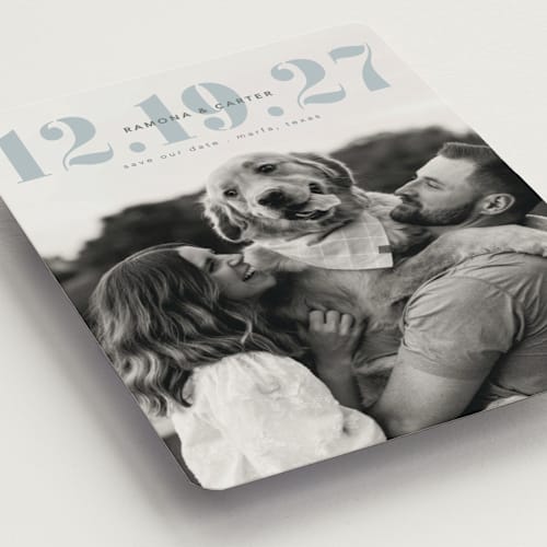 This is a capri save the date magnets with standard by Deynaaz Daraei called aster printing on magnet paper in magnet