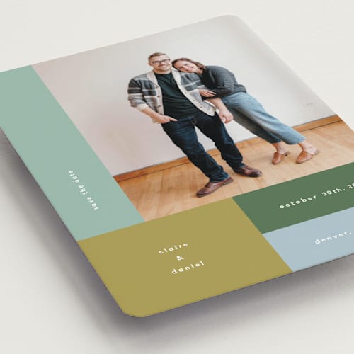 This is a fern save the date magnets with standard by Kelly Watkins called color cubes printing on magnet paper in magnet