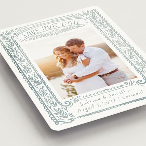 This is a neptune save the date magnets with standard by Petra Kern called vermont printing on magnet paper in magnet