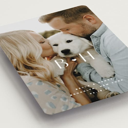 This is a quartz save the date magnets with standard by Kristie Kern called bella printing on magnet paper in magnet