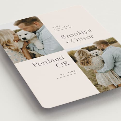 This is a latte save the date magnets with standard by Kristie Kern called portland printing on magnet paper in magnet