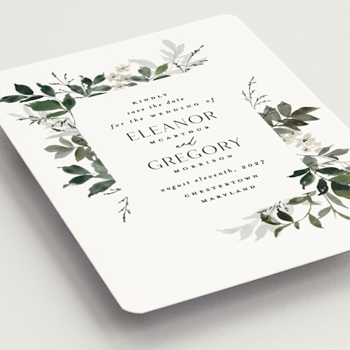 This is a meadow save the date magnets with standard by Everett Paper Goods called grove printing on magnet paper in magnet