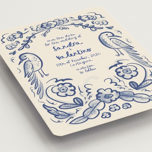 This is a marseille blue save the date magnets with standard by Ani Somi called santa catalina printing on magnet paper in magnet