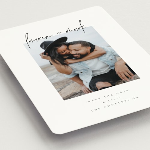 This is a night save the date magnets with standard by JoAnn Jinks called simply script printing on magnet paper in magnet
