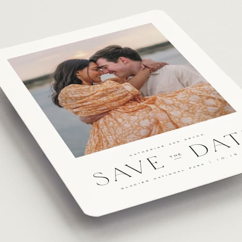 This is a ink save the date magnets with standard by Wildfield Paper Co called glacier printing on magnet paper in magnet