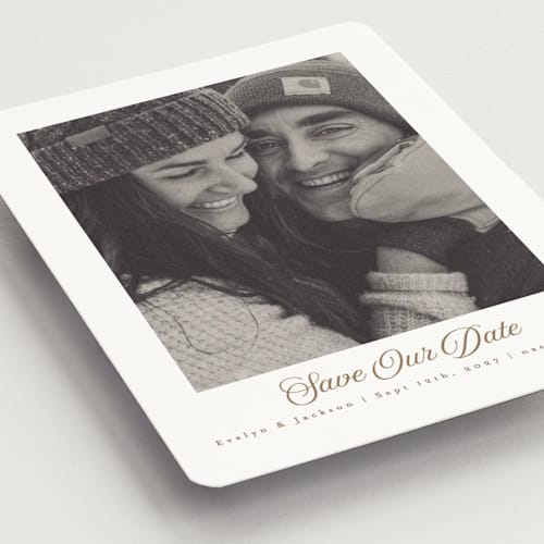 This is a snow save the date magnets with standard by Angela Garrick called sweet printing on magnet paper in magnet