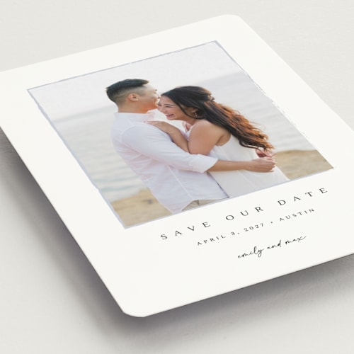 This is a shadow save the date magnets with standard by Kasia Labocki called border printing on magnet paper in magnet