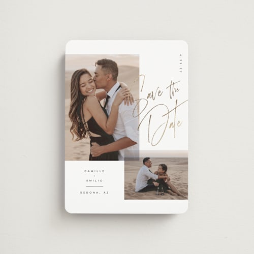 This is a ink save the date magnets with foil pressed by Kristie Kern called flirt printing on magnet paper in magnet