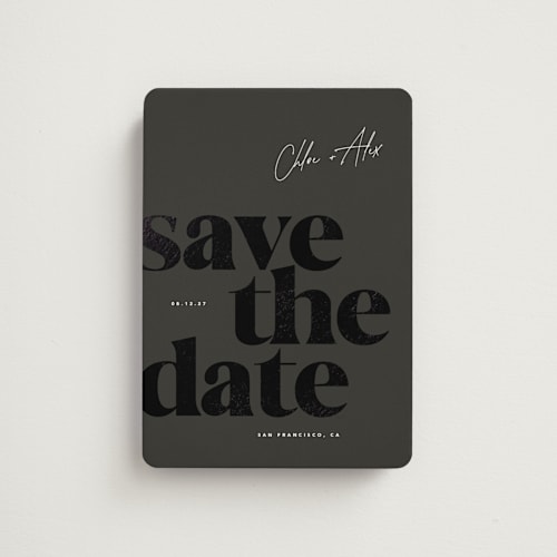 This is a evening save the date magnets with foil pressed by Eric Clegg called retro printing on magnet paper in magnet