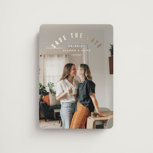 This is a twinkle save the date magnets with foil pressed by Pixel and Hank called horizon printing on magnet paper in magnet