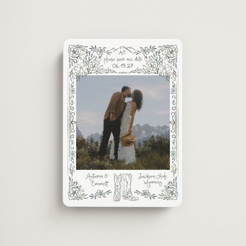 This is a meadow save the date magnets with standard by Jenna Holcomb called jackson hole printing on magnet paper in magnet