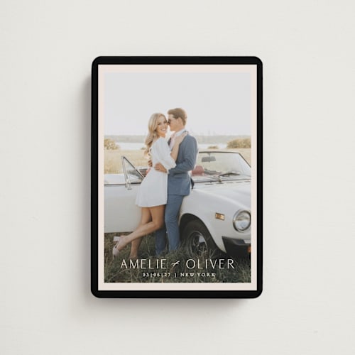 This is a onyx save the date magnets with standard by Angela Thompson called picturesque printing on magnet paper in magnet