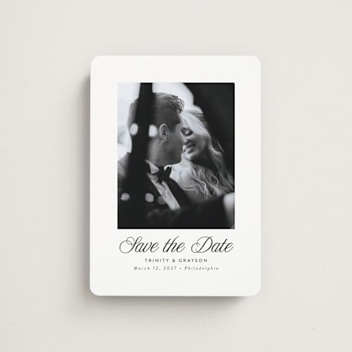 This is a tux save the date magnets with standard by Susan Asbill called classically printing on magnet paper in magnet