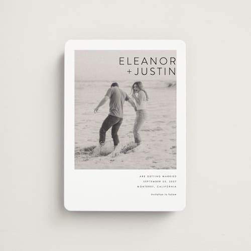 This is a blanc save the date magnets with standard by Erin Deegan called enbolden printing on magnet paper in magnet