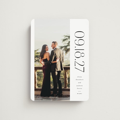 This is a tux save the date magnets with standard by Lea Delaveris called heights printing on magnet paper in magnet