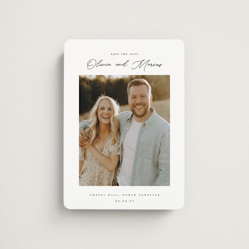 This is a cloud save the date magnets with standard by That Girl Press called sweet notings printing on magnet paper in magnet