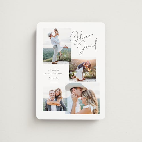 This is a licorice save the date magnets with standard by Jessica Williams called collected gallery printing on magnet paper in magnet