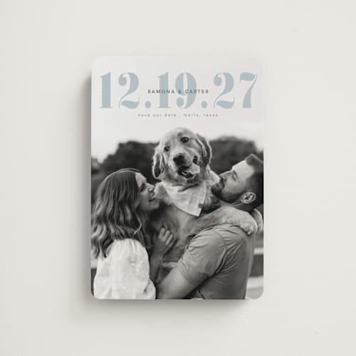 This is a capri save the date magnets with standard by Deynaaz Daraei called aster printing on magnet paper in magnet