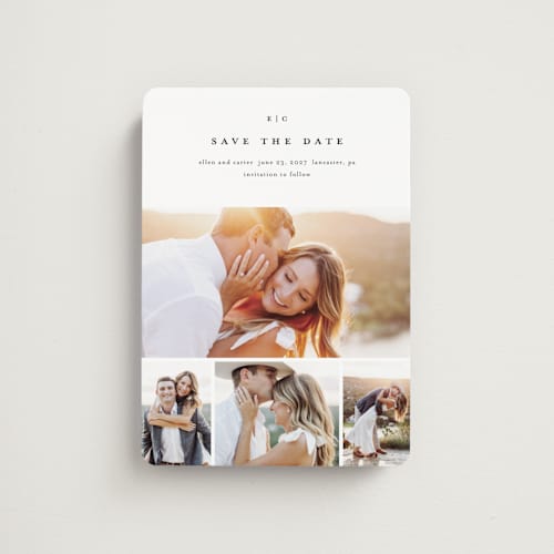 This is a cotton save the date magnets with standard by Stacey Meacham called minimal grid printing on magnet paper in magnet