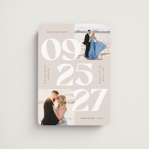 This is a latte save the date magnets with standard by Owl and Toad called numerals printing on magnet paper in magnet