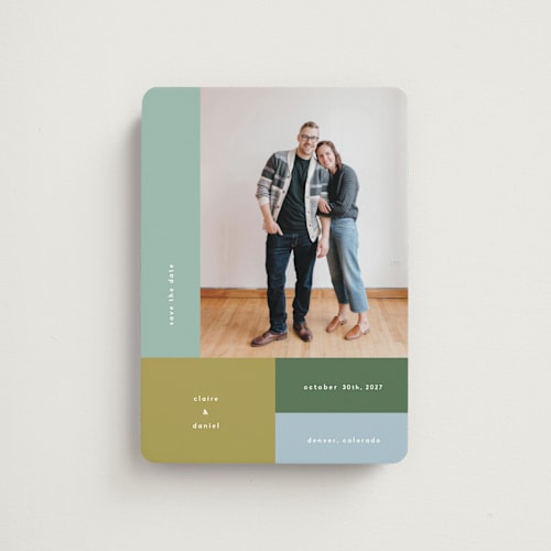 This is a fern save the date magnets with standard by Kelly Watkins called color cubes printing on magnet paper in magnet