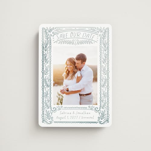 This is a neptune save the date magnets with standard by Petra Kern called vermont printing on magnet paper in magnet