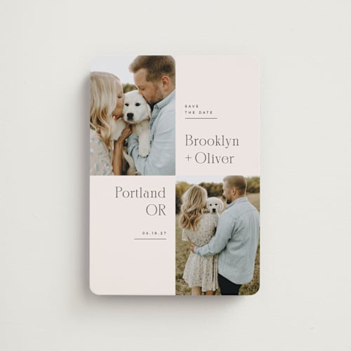 This is a latte save the date magnets with standard by Kristie Kern called portland printing on magnet paper in magnet