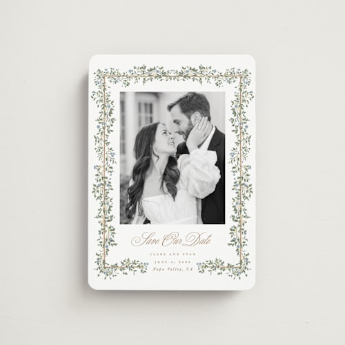 This is a lake save the date magnets with standard by Leah Bisch called arbour printing on magnet paper in magnet