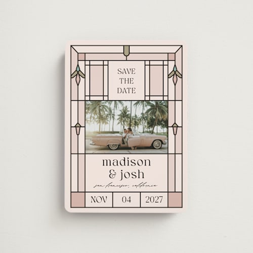 This is a corbusier save the date magnets with standard by Claudia Orengo called art deco printing on magnet paper in magnet