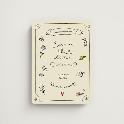 This is a natural save the date magnets with standard by Helena Vitto called lovely date printing on magnet paper in magnet