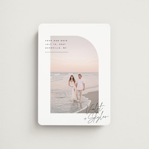 This is a silk save the date magnets with standard by Kelly Schmidt called small corner printing on magnet paper in magnet