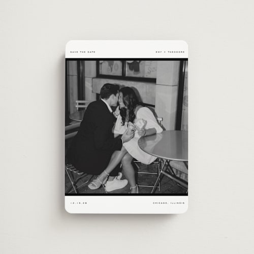 This is a onyx save the date magnets with standard by Pixel and Hank called photosnap printing on magnet paper in magnet